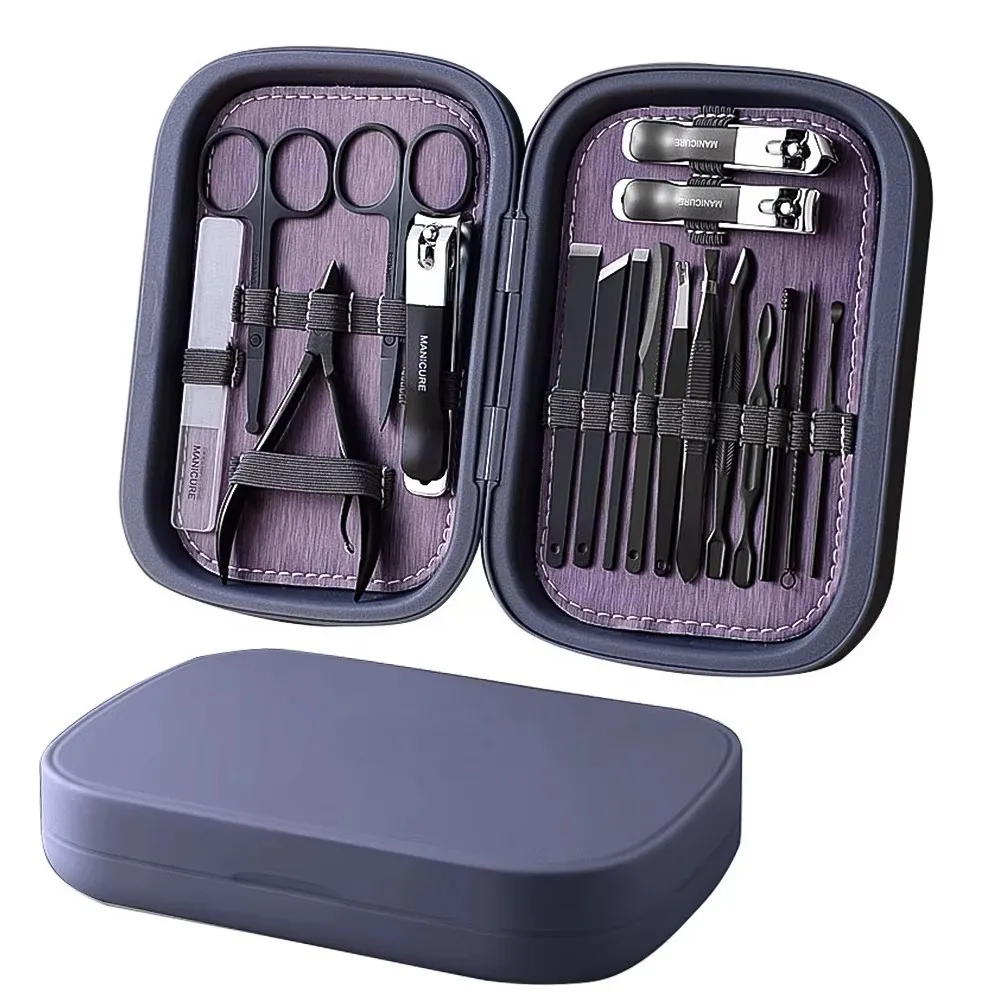 Best-selling 2024 professional stainless steel nail scissors travel beauty set 18-piece manicure and pedicure set