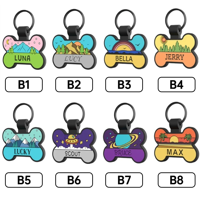 Silicone Bone Pets Anti-lost Label Puppy Dog Cat Collar Name Tag Customized Dogs Accessoires Personalized Pet ID Tags Pendant