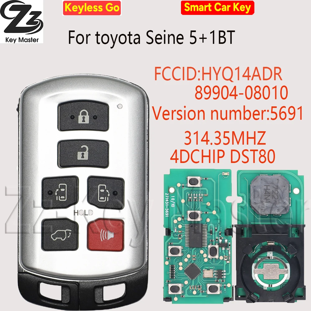

Zz для Toyota Sienna 314,3 МГц, плата 271451-5691 HYQ14ADR ID74, чип, автомобильный дистанционный ключ 2011 2012 2013 2014 2015 2016 2017 2018 2019