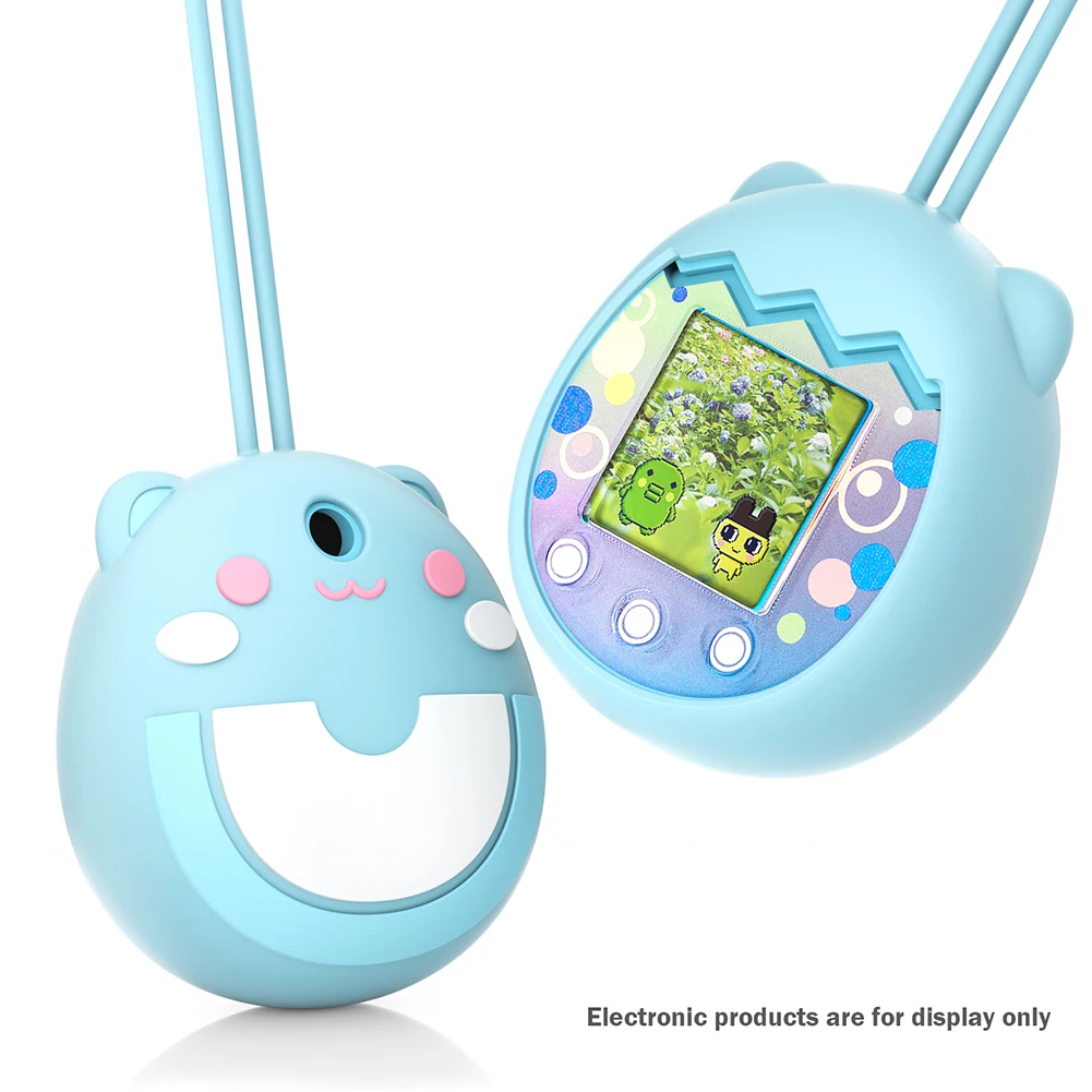 실리콘 전체 보호 커버 만화 동물 모양의 전자 애완 동물 기계 커버 케이스 Tamagotchi Pix 용 끈으로 방수
