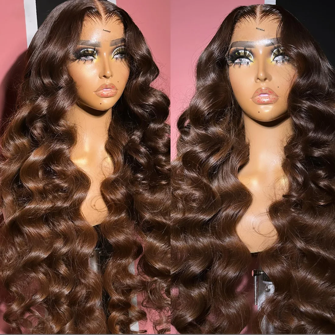 

Chocolate Brown Lace Front Human Hair Wig For Women Brazilian 13x4 13x6 Brown Colored Body Wave Lace Front Wig Preplucked 4x4