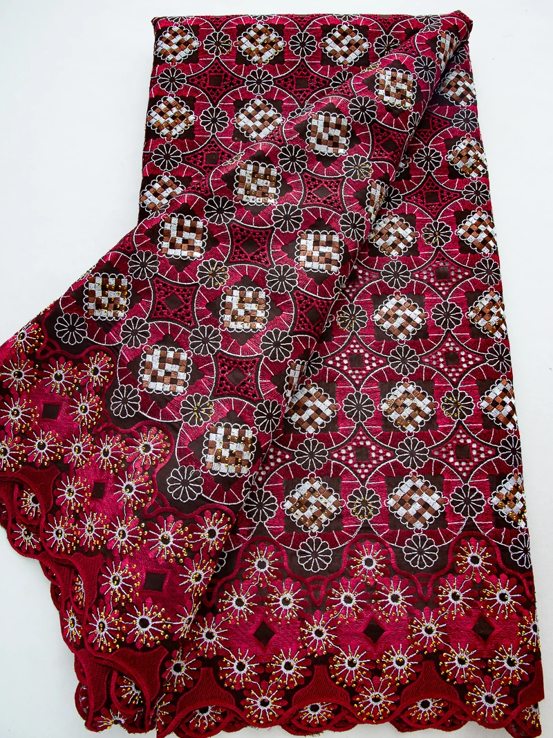 African Embroidery Swiss Lace Fabric With Stones 2025 High Quality Nigerian Dry Cotton Lace Fabric For Women Party Dress A3232