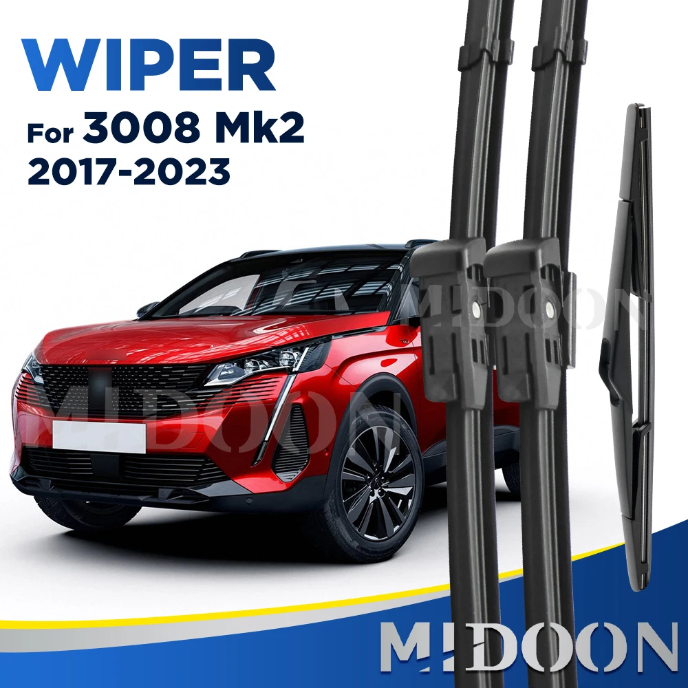 

Стеклоочиститель MIDOON для Peugeot 3008 Mk2 2017-2023 2018 2019 2020, передние и задние щетки стеклоочистителя, щетки для ветрового стекла 28 "+ 16" + 12"