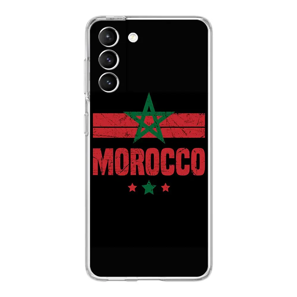 Morocco Flag Passport Phone Case For Samsung Galaxy S21 Plus S20 FE S22 Ultra 5G S10E S10 S9 S8 Note 20 10 Lite Clear Cover Soft