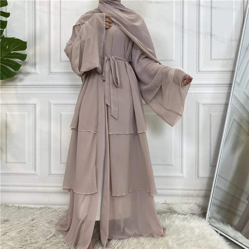 Imagem -05 - Ramadan Chiffon Aberto Abaya Dubai Hijab Vestido Turquia Kaftan Branco Abayas Quimono Muçulmano para Mulheres Modesto Robe Caftan Islam Roupas