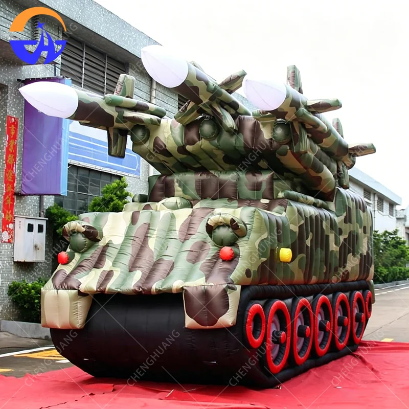 

Customized large fake target inflatable tank model made of Oxford cloth material with blower inflatable decoration