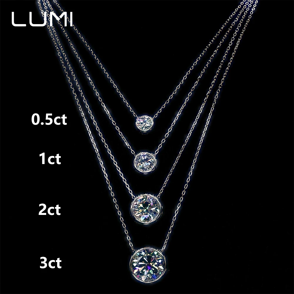 

0,5-5 карат классический простой муассанит круглой формы S925 серебряный кулон ожерелье для модных простых офисных женщин аксессуар для поездок на работу