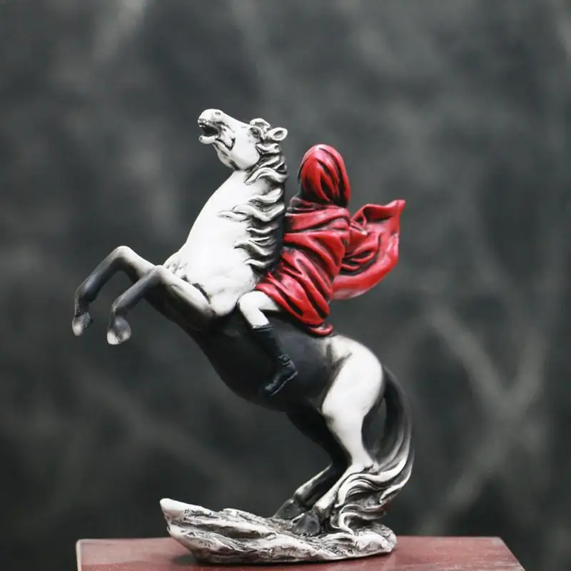 Masked Horse Rider Resin Horseback Warrior Ornaments Resin Warrior Pendant Figures Elegant Horse Racing Rider Statues For Desk