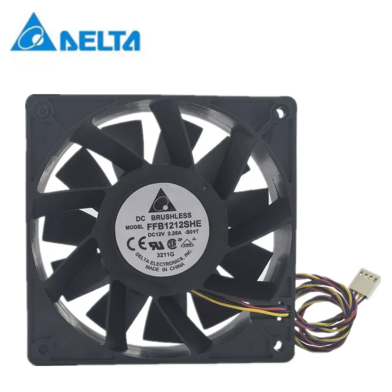 New delta FFB1212SHE  DC12V 2.25A 12038 12cm violent large air volume chassis fan 120*120*38MM