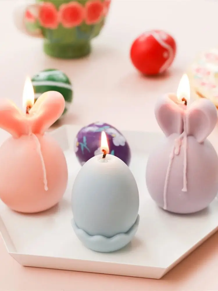 Boowan Nicole Hoppy Bunny i Easter Egg świeca silikonowa foremka DIY głowa królika aromat robienie mydła wystrój domu — zdjęcie 2