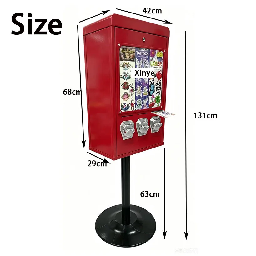 Three Head Different Coin Token Operated Self-Service Pokemo Game Card Tattoo Sticker Postcard Card Twisting Vending Machine