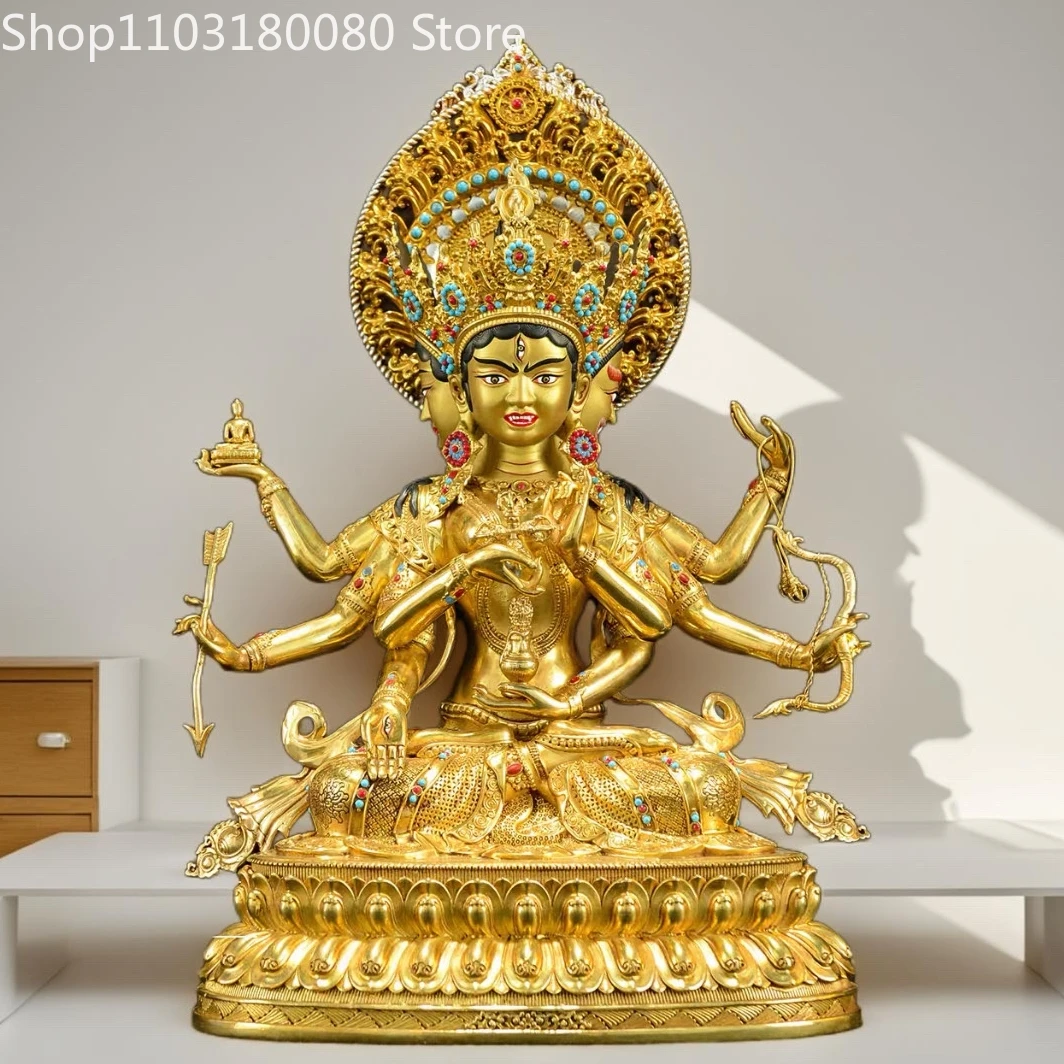 Copper gilding Namgyalma inlay ushnisha vijaya sculpture buddha statue, 37cm,26cm