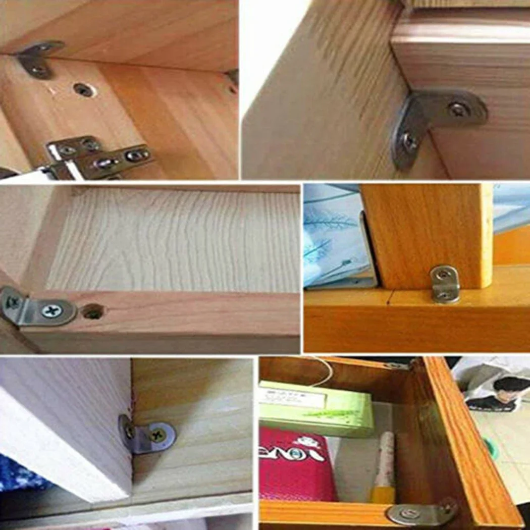 Staffe angolari a forma di L da 10 pezzi supporto per mensola con codice angolare in acciaio inossidabile per Hardware per mobili per guardaroba a battente per sedia da tavolo