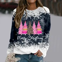 Snowflake Patchwork Women Christmas Sweatshirt 2024 Autumn Long Sleeve O-Neck Pullovers Top Xmas Tree Letter Print Loose Sweater