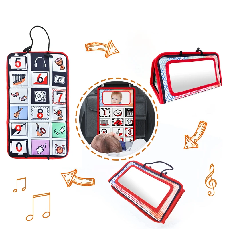 لعبة مرآة لحديثي الولادة باللونين الأبيض والأسود، وقت البطن للأطفال، لعبة نشاط الزحف الحسي عالية التباين #6