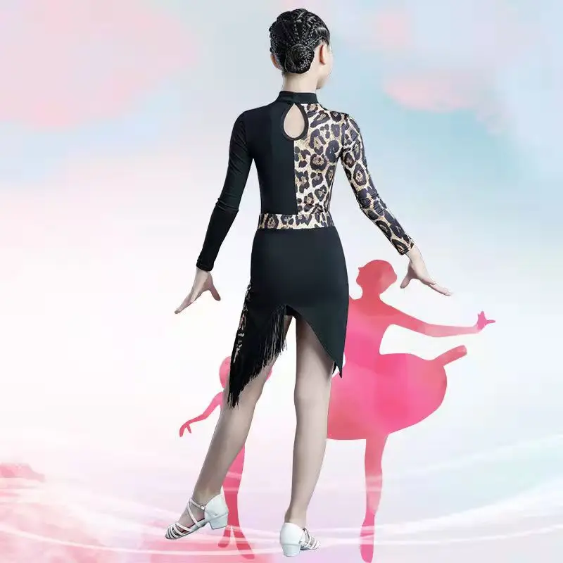 Latin Dancing Dress Girls Professional Kids Ballroom Salsa Dance Wear Clothing Children\'s Competitions Latin Stage Wear Clothes