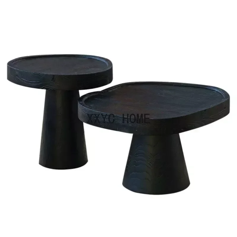 

Kleine Ronde Tafe Sofa Balkon Kant Zwart Verkoold B & B Designer Houten Pier Tafel