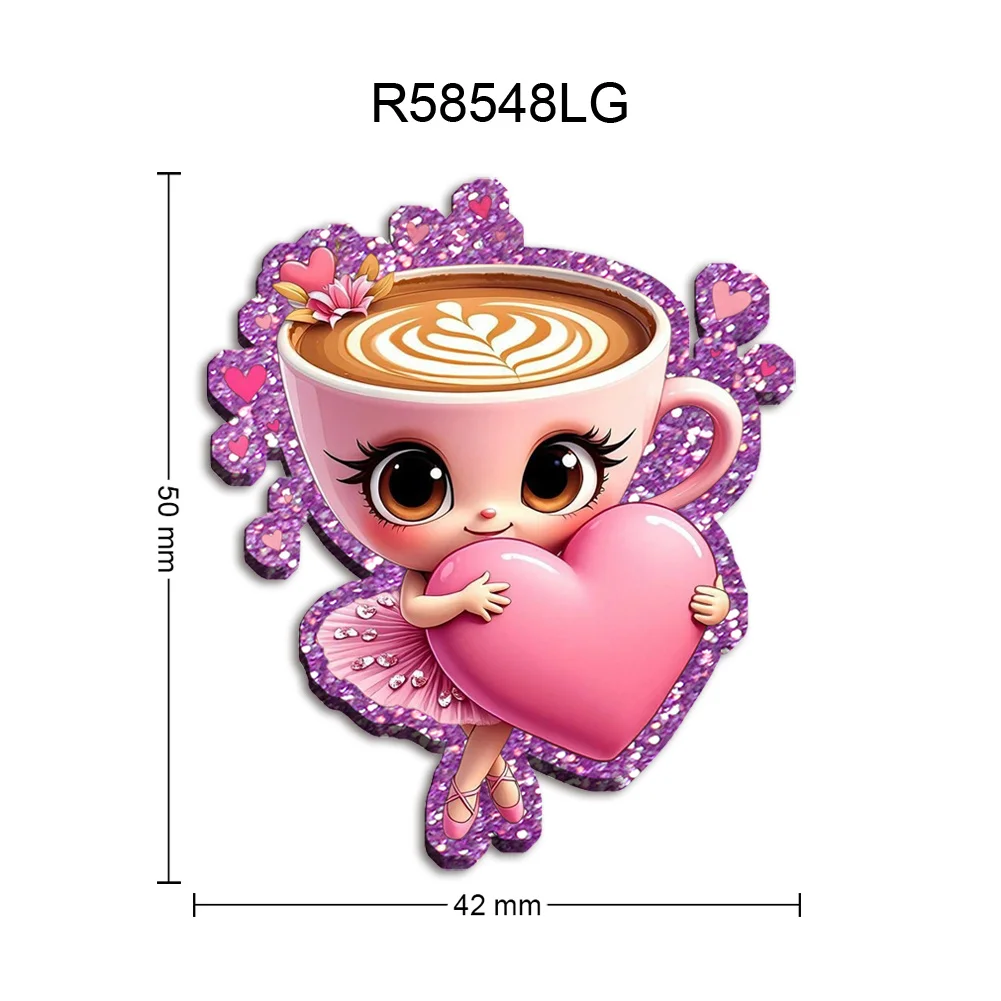

5pcs 10pcs Chunky Color Glitter Acrylic Flatback Coffee Cup Girl for Badge Hair Bow Keychain Reel Clip Decoration