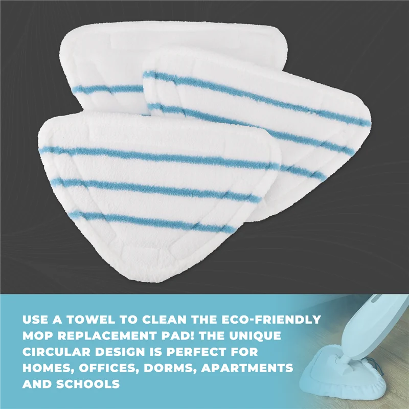 BAAN-3Pcs almohadillas de repuesto para mopa a vapor, paño lavable triangular, limpieza de suelo, cabezal de mopa de microfibra, accesorios para mopa a vapor