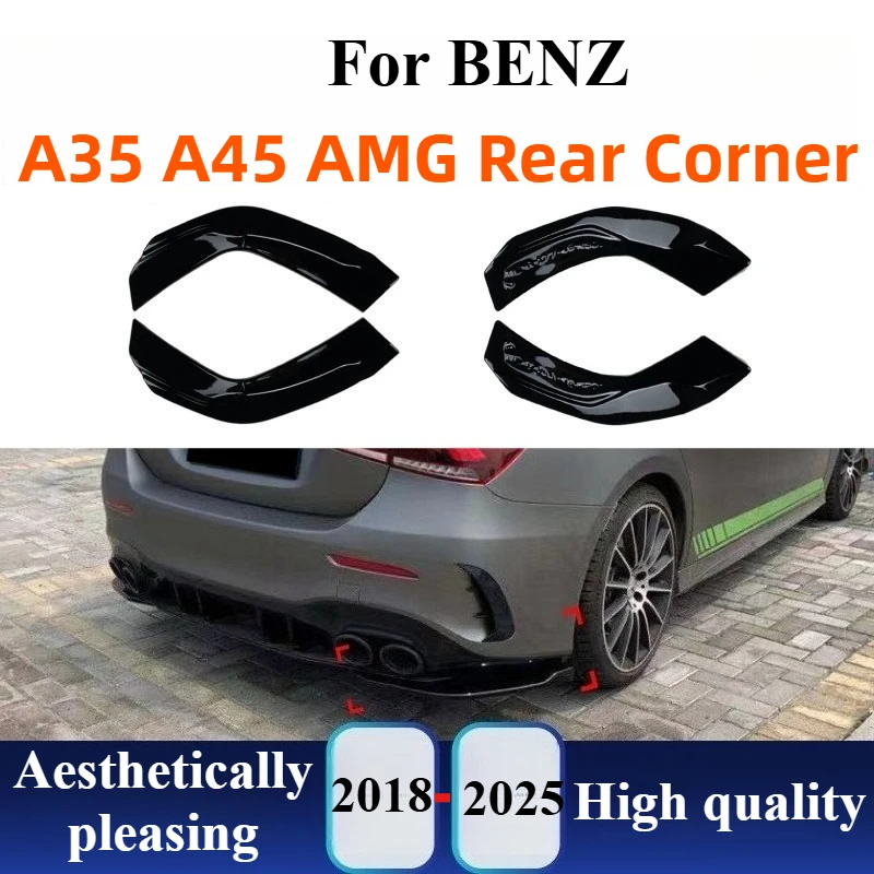 

Для Mercedes-Benz A-Class W177 V177 A35 A45 AMG 2018 + угловой сплиттер заднего бампера Canard Trim Детали внешней модификации автомобиля