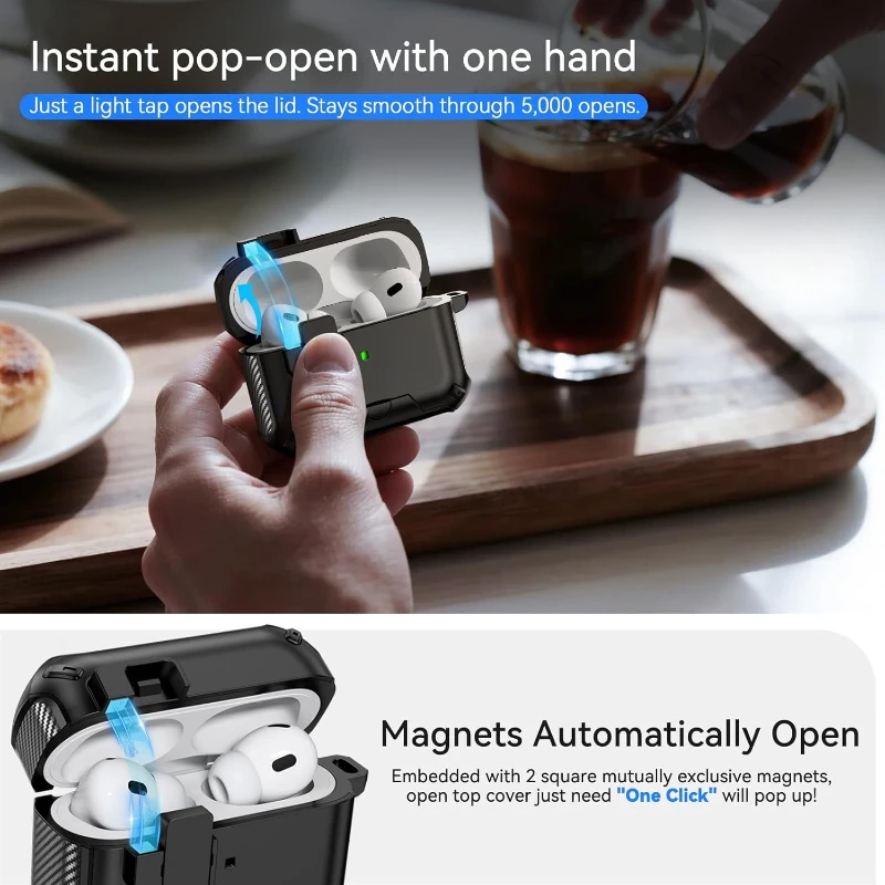

Military-Grade Magnetic Case for AirPods Pro/Pro2/4 Instant Stand & Strong Adsorption｜Black-Friday Best-Seller