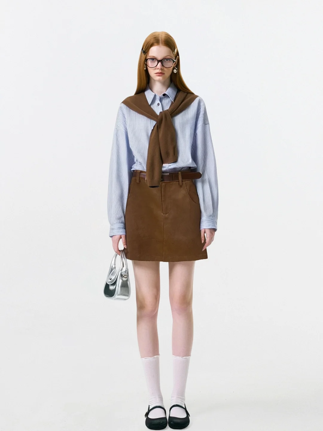 

Женская свободная рубашка с длинными рукавами в полоску из серии AHMI Holiday, новинка весенне-осеннего сезона, универсальный, удобный, дышащий хлопковый топ