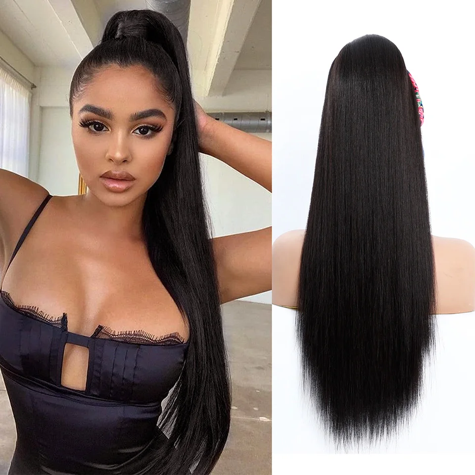 

Straight Drawstring Ponytail Hair Extension Long Synthetic Hair Ponytail Extensions 28 Inch Dark Brown Ponytail Hair Extensions