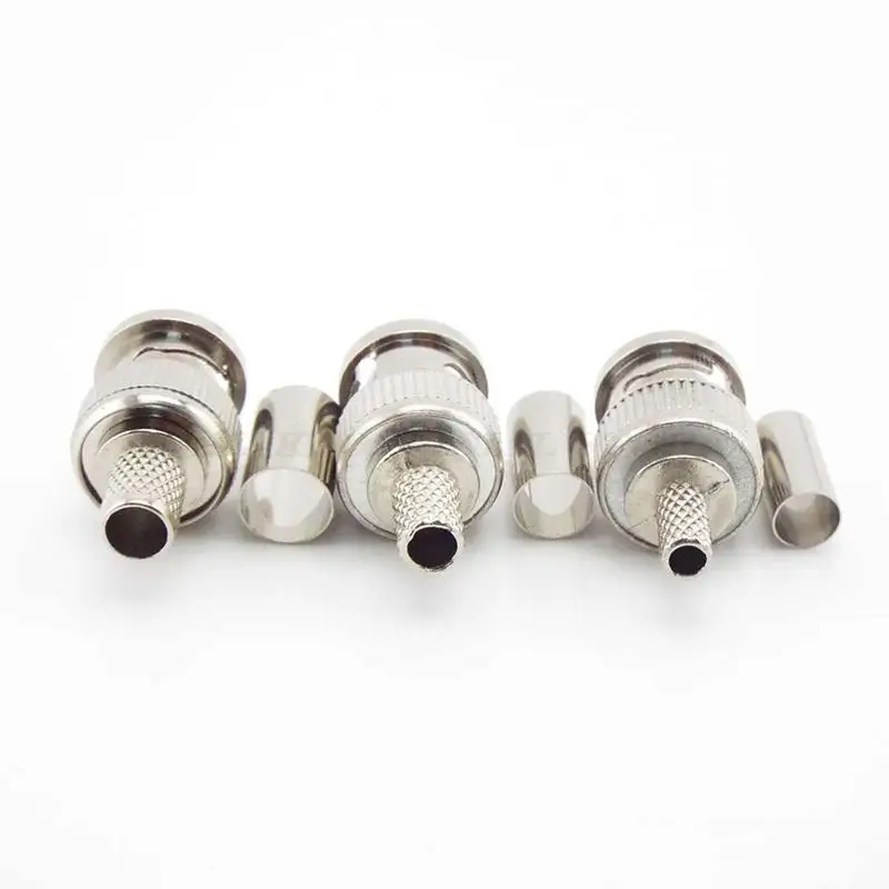 5 Stuks Bnc Vrouwelijke Koppeling Connector Rg58/Rg59/Rg6 Bnc Mannelijke Crimp Type Connector Adapter Plug Voor Cctv Audio