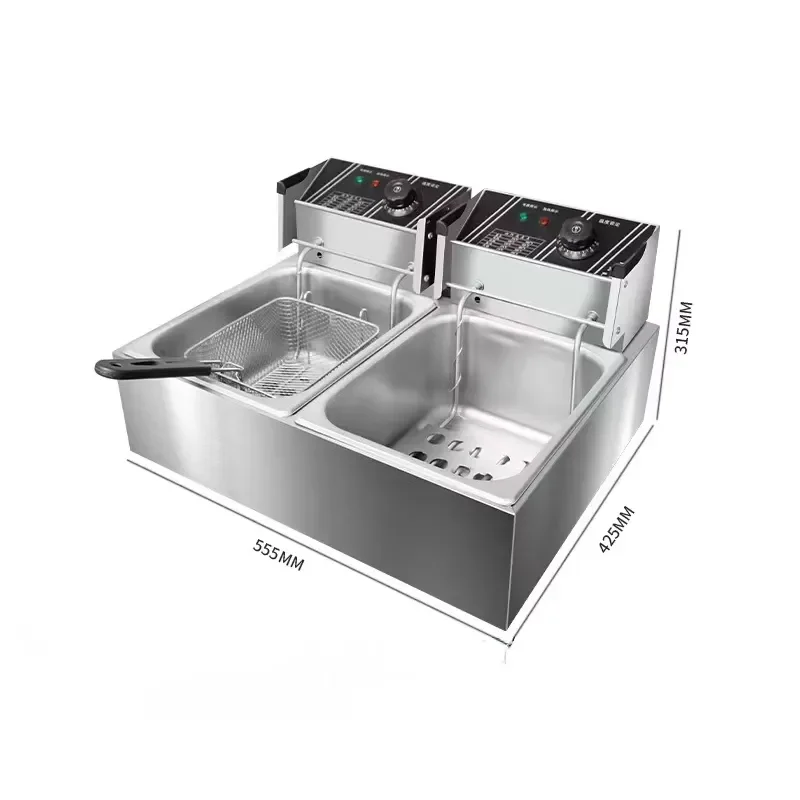 Hot Selling Electric Fryer Commercial 6L/6L + 6L 2 Slots 2 Removable Basket Fryer for Hotel Restaurant French Fries