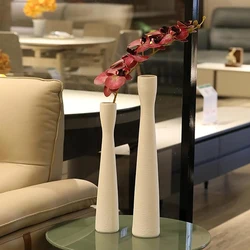 40cm Tall White Floor Vases Ceramic Vase Black White Scandinavian Long Fine Ceramic Ornament for Living Room Home Decor