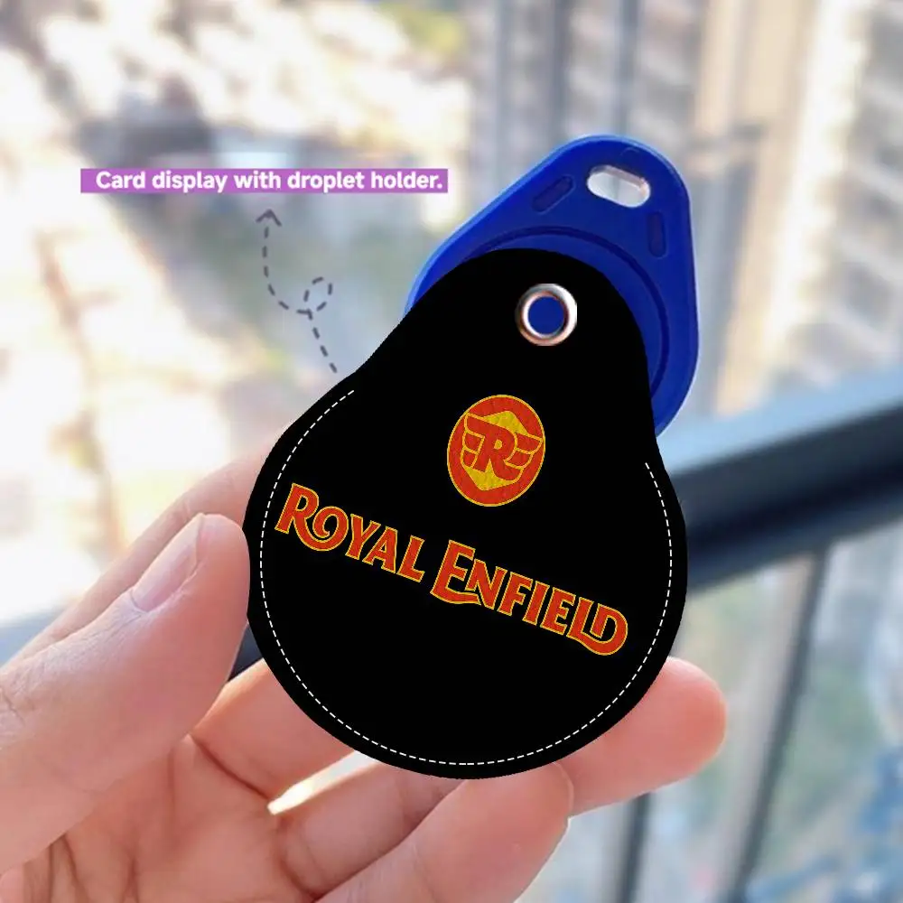 Moto Racing Royals Enfields Women Mini PU Leather Case Keychain Access Card Bag Key Tag Ring Mini Badge Key Ring Door Lock Tags