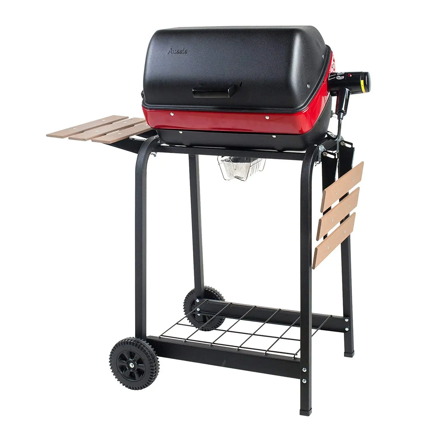 Portable Compact Easy Clean 200 Square Inch 3 Heating Zone Electric Cart Grill with Two Folding Tables