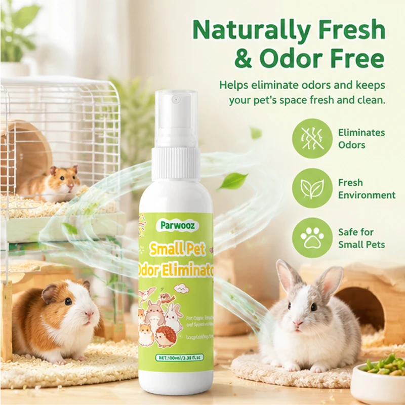 Small Pet Odor Eliminator,non irritating natural plant deodorant for guinea pigs,hamsters,rabbits,chinchillas and small fur pets
