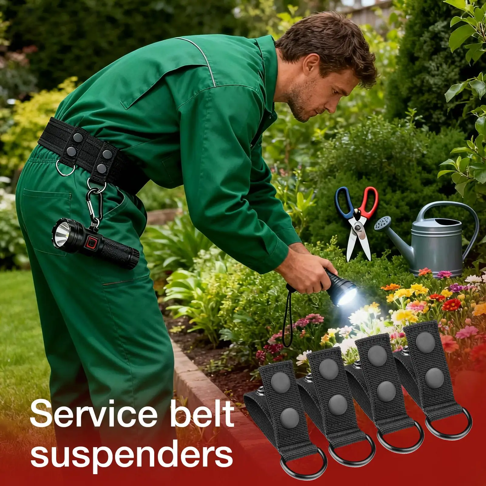 Belt Keepers 4 Pieces Strap Fasteners with Metal Ring Duty Belt Holder for Firefighter Work Gear Security Plumbing Mechanics