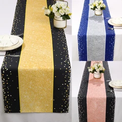Happy Birthday Table Runner Balck Gold Table Cover Rustic Home Table Decor Wedding Party Banquet Decor Home Party Supplies