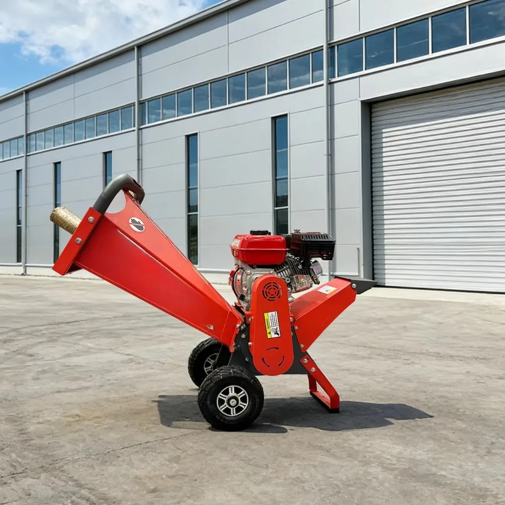 Professional Portable 7.5HP Petrol Wood Chipper Shredder Forestry Branch Crusher Garden Shredding Machine Wood Mulcher