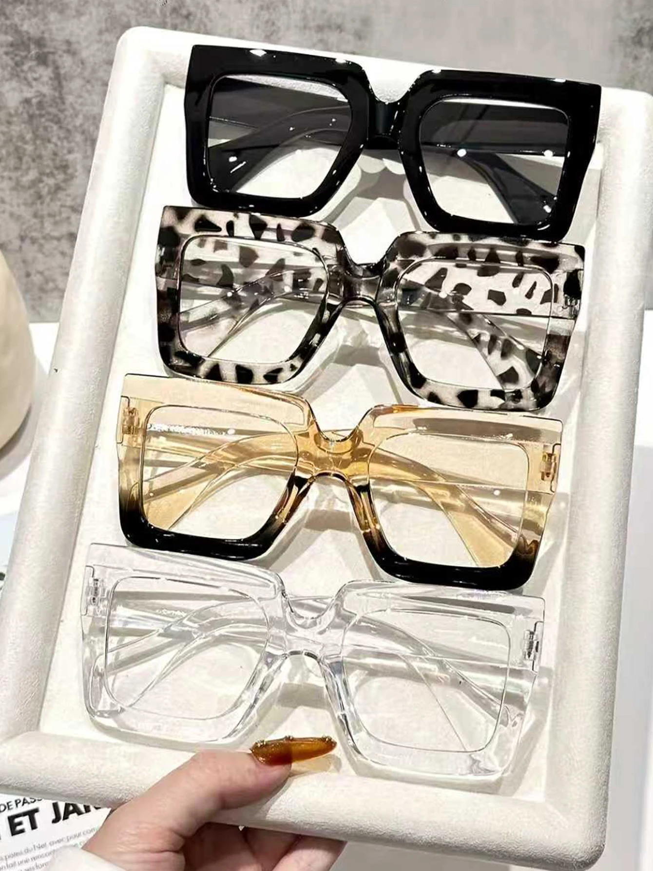 4Pcs 4Pcs Oversized Rectangular Frame Glasses Set, Multi-Color Frames with Transparent Lenses, Suitable for Daily Wear and Holiday Gi - Aliexpress Deal