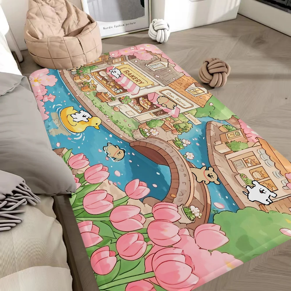 

Kawaii Line Dog Floor Mat INS Style Soft Bedroom Floor House Laundry Room Mat Anti-skid Household Carpets
