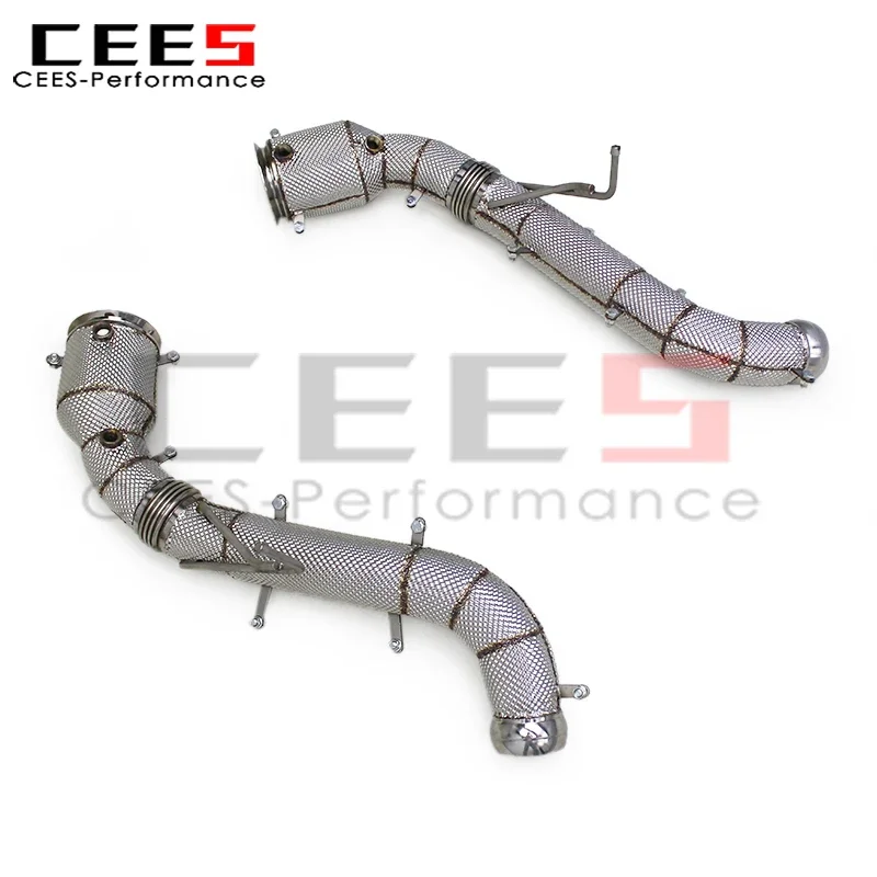 cees Exhaust Header Stainless Steel for Mclaren 600LT Spider/Coupe 3.8T 2018-2019 Downpipe with Heat Shield Exhaust Pipe System