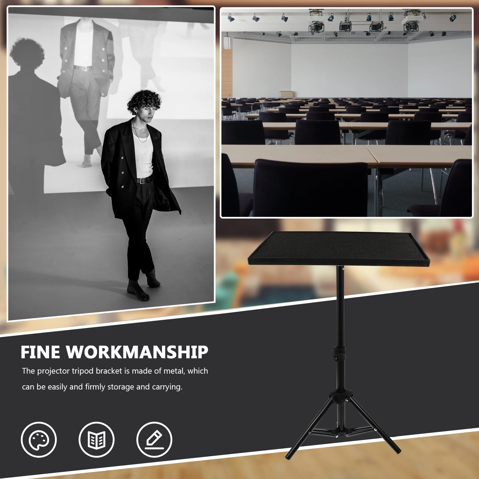 

Adjustable Metal Projector Tripod Stand 55Cm Foldable Laptop Tablet Holder For Business Stage Use Durable Storage