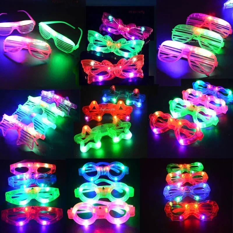 

12pcs Adult Kids Women 2025 LED Glasses Light Up Sunglasses Glow Blind Shutter Neon Flash Bar Birthday Party Wedding Festival