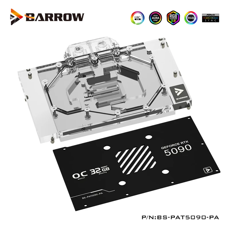 Barrow GPU Waterblok Voor Palit RTX 5090 GameRock OC Grafische Kaart Koeler Met Achterplaat, 5 V, BS-PAT5090-PA