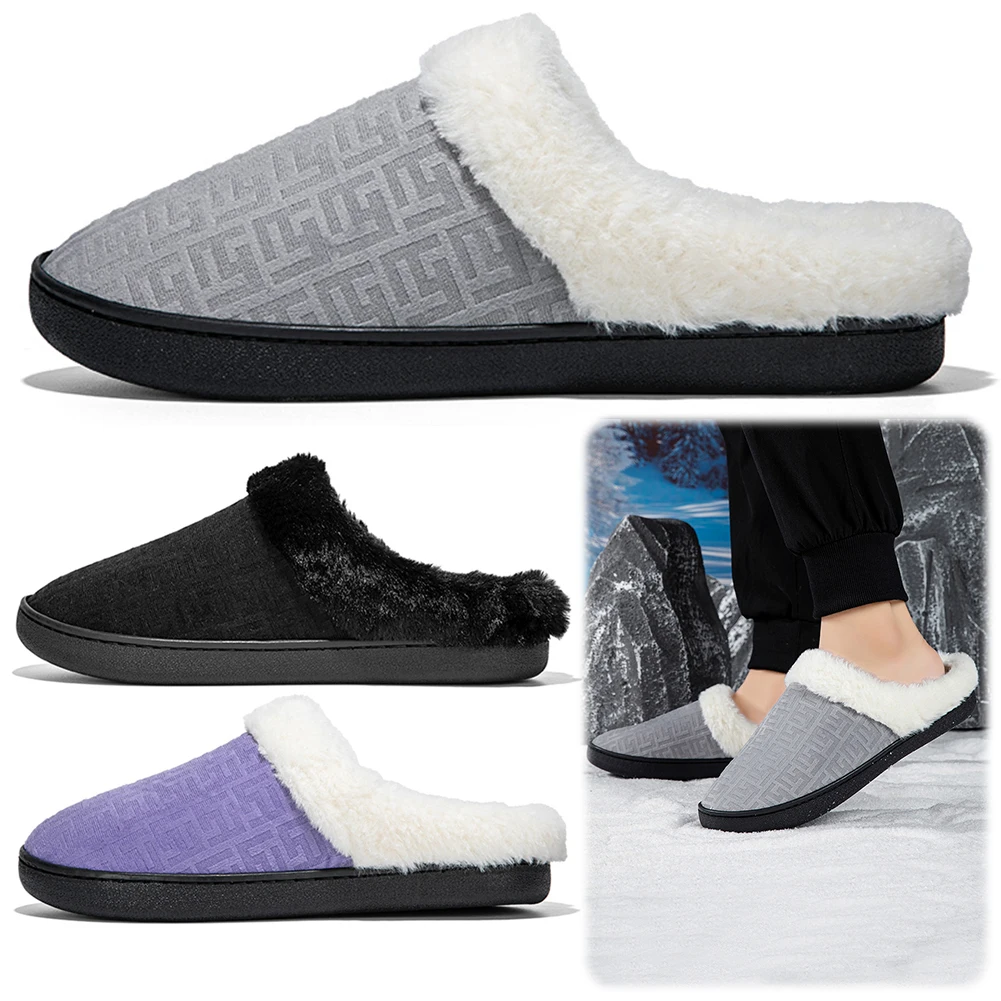

Плюшевые тапочки, удобные термотапочки на плоской подошве, противоскользящие пушистые домашние тапочки, нечеткие полузакрытые тапочки для домашней спальни