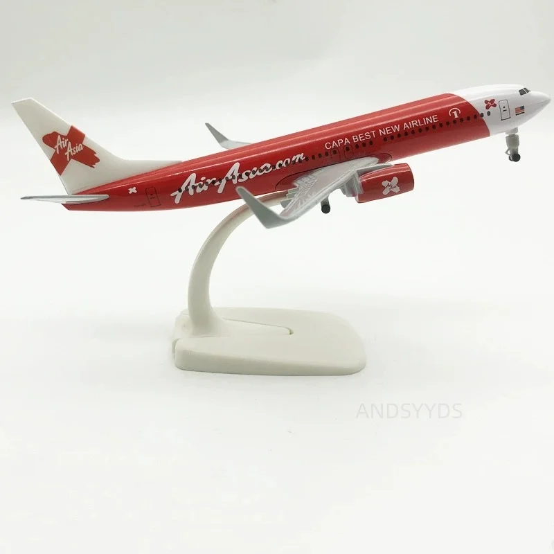 

20cm Metal Aircraft Model Air Asia Airlines B737 Replica Plane With Landing Gear Collection Aviation Simulation Gift