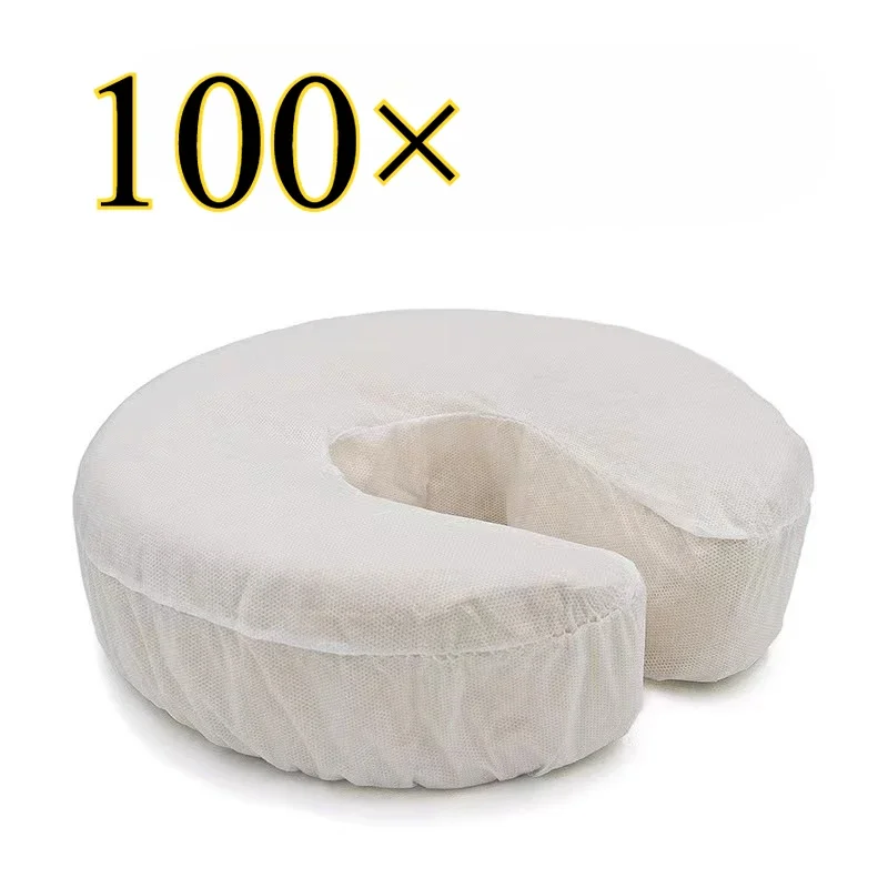 50/100PCS  Headrest Covers Fitted Disposable Massage Face Rest Cradle Covers White Color U-shaped Pillowcase Elastic Non-woven