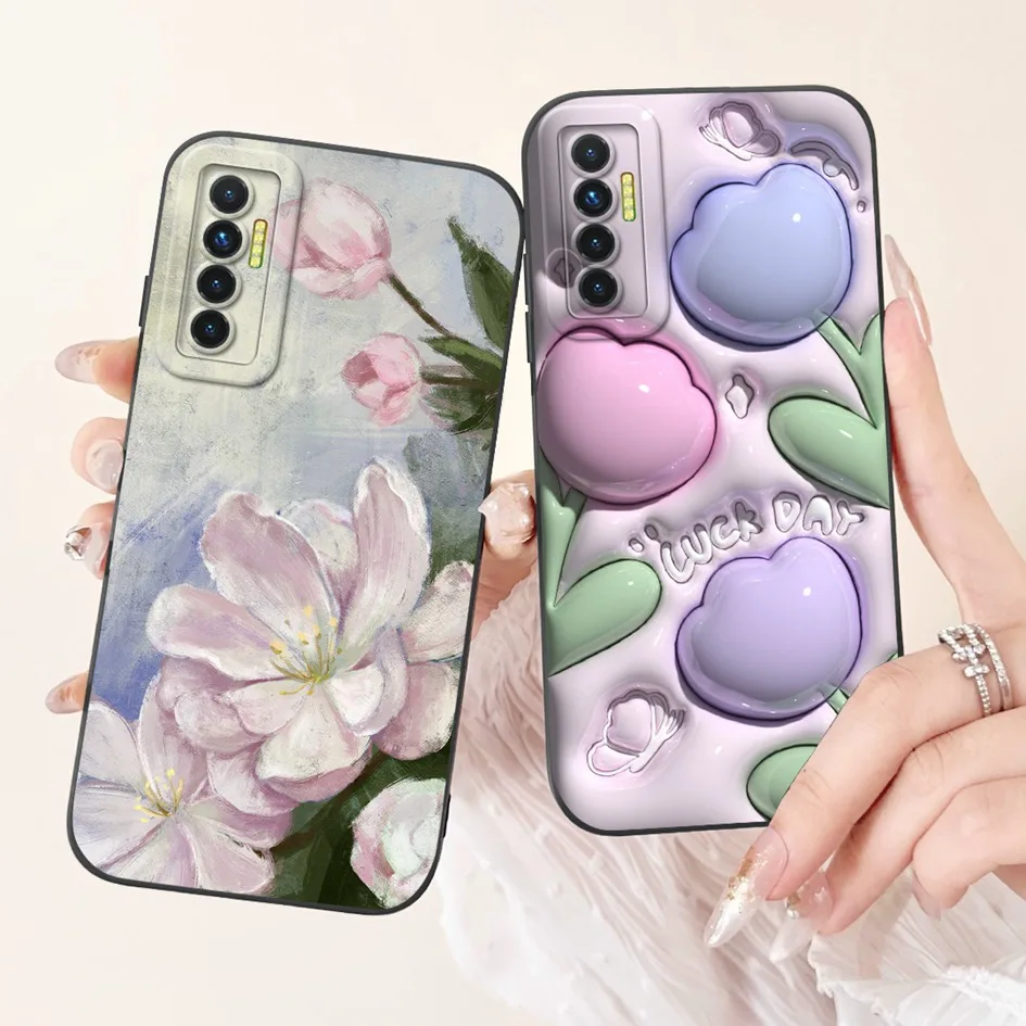 For Tecno Camon 17 17P Case CG7 CG7n CG6 CG6j Cover Popular Flower Soft Jelly Silicone Shockproof Bumper For Tecno Camon17 Coque