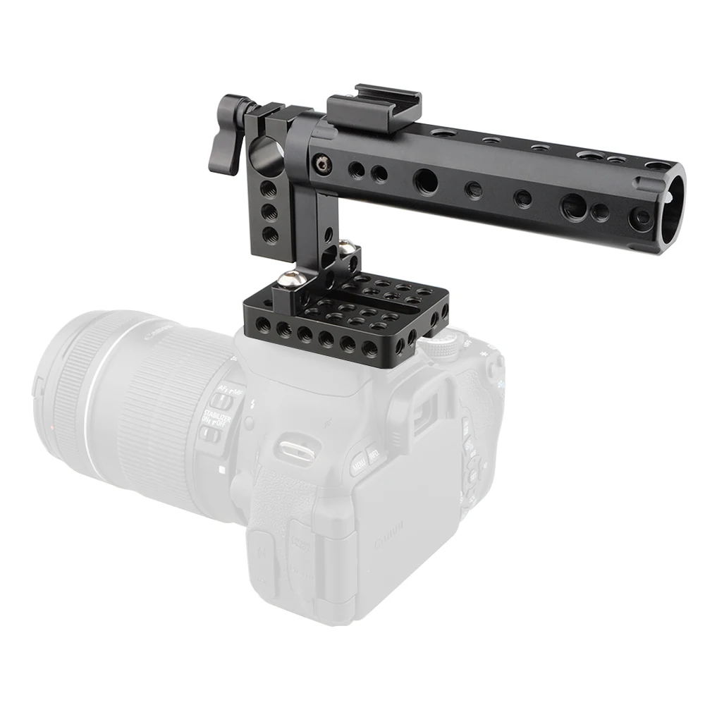HDRIG Cheese top handle DSLR Top Handle Rig with Top Plate 15mm Rod Clamp Cold Shoe Mount & 1/4'' & 3/8” holes for Canon Sony