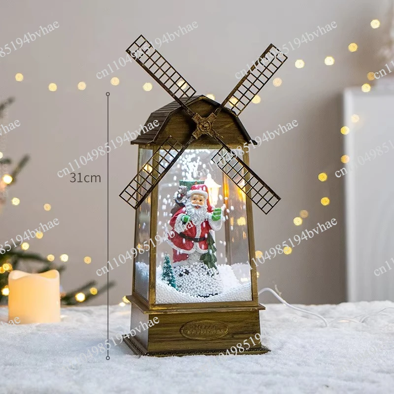 Merry Christmas Lantern Light Emitting Diode Light Christmas Pendant Santa Claus Lantern New Year Decorative Light