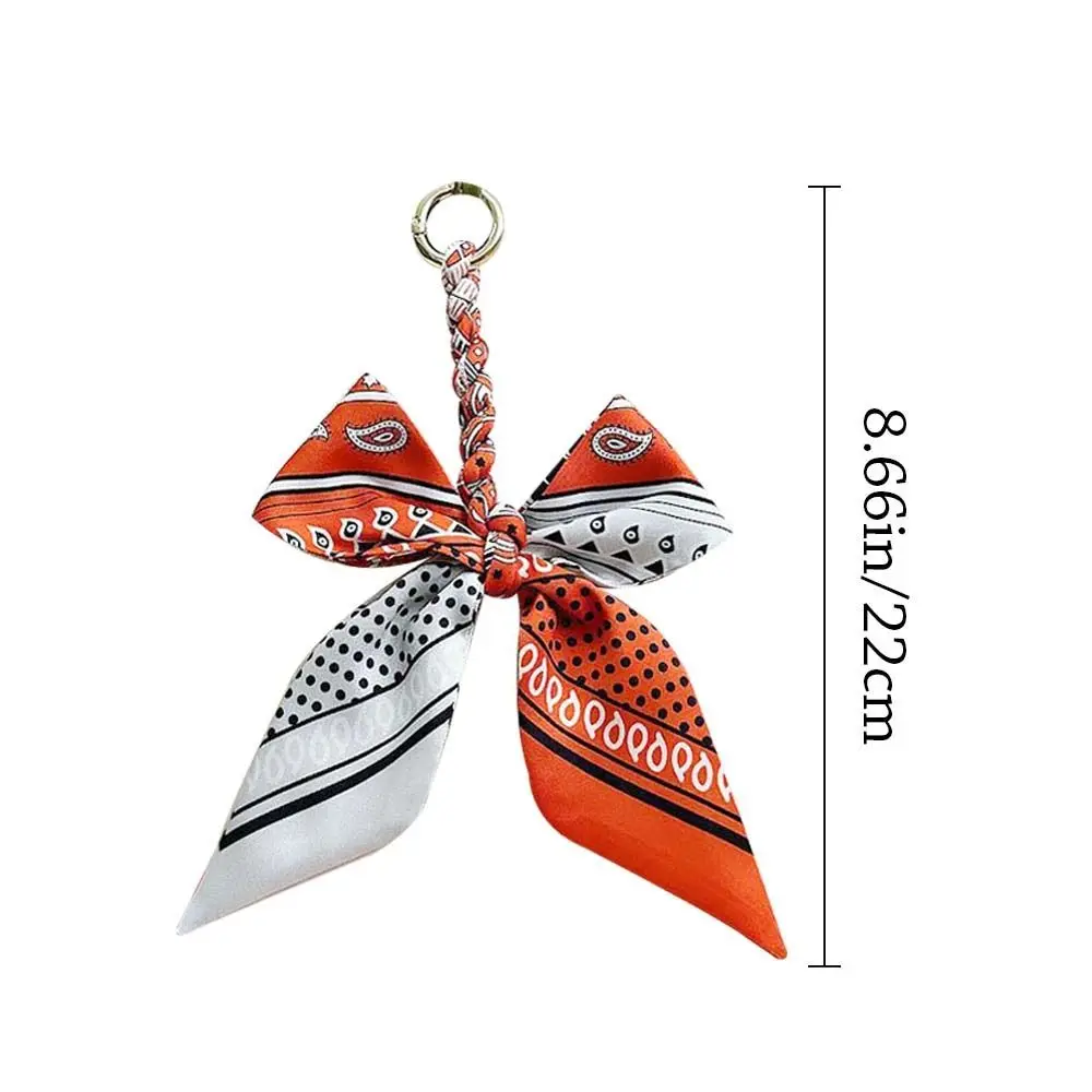 크리 에이 티브 선물 다채로운 실크 스카프 열쇠 고리 활 귀여운 리본 가방 펜던트 장식 Y2K DIY 펜던트 열쇠 고리 쥬얼리 액세서리