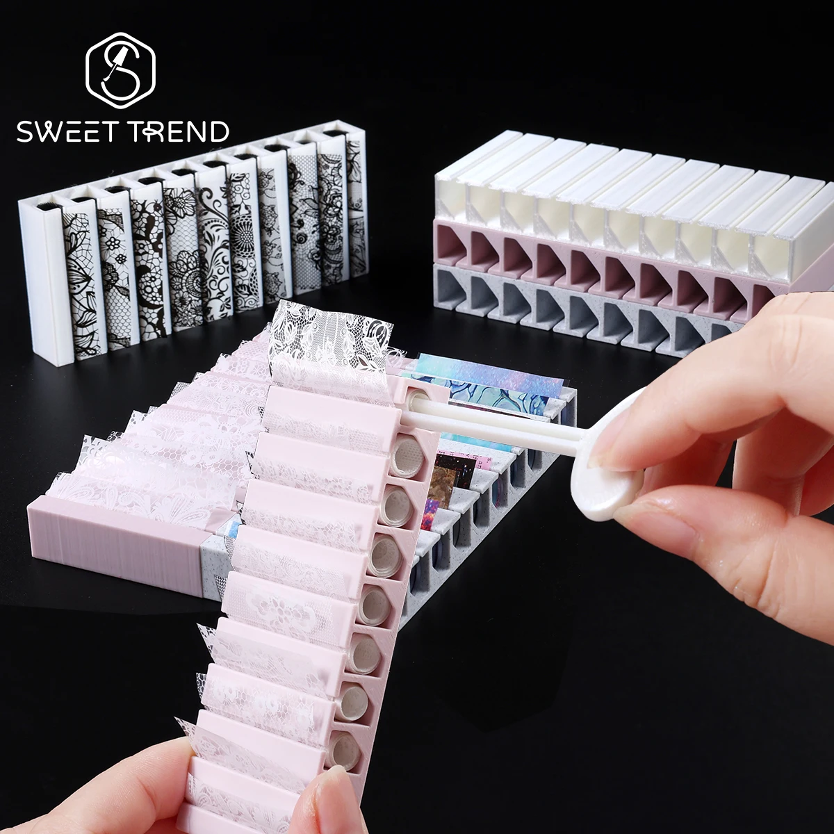 Nail Transfer Foils Storage Box Rotating Save Tools Stripe Sliders Organization Accessories DIY Portable New Manicure Supplies